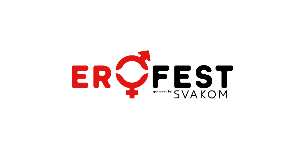 Barevné logo EroFest se sponzorem Svakom na bílém podkladu