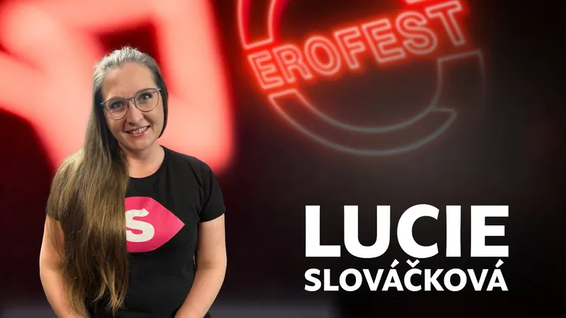 Obálka 43. dílu Erofest Podcastu — Lucie Slováčková