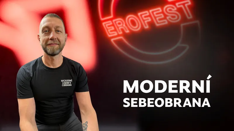 Obálka 50. dílu Erofest Podcastu — Moderní sebeobrana